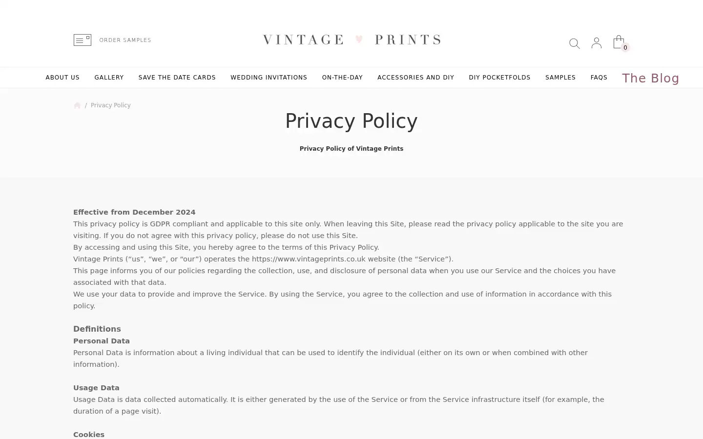 Screenshot of vintageprints.co.uk