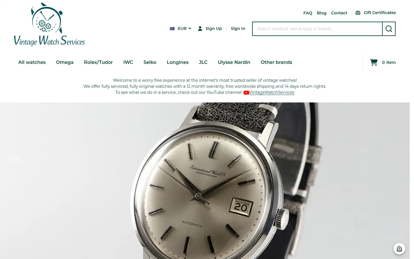 Screenshot of vintagewatchservices.eu