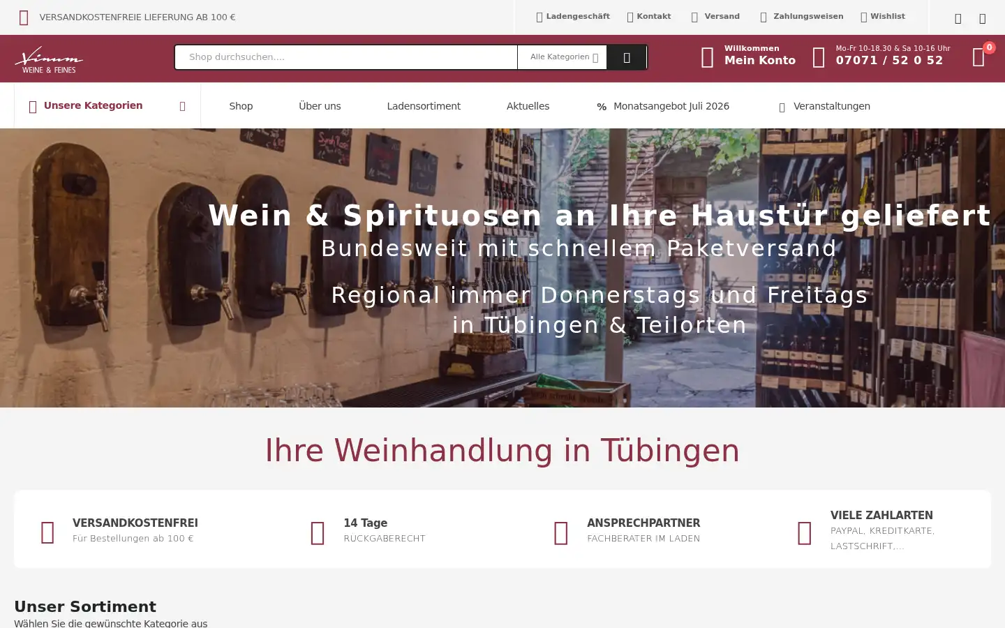 Screenshot of vinum-tuebingen.de