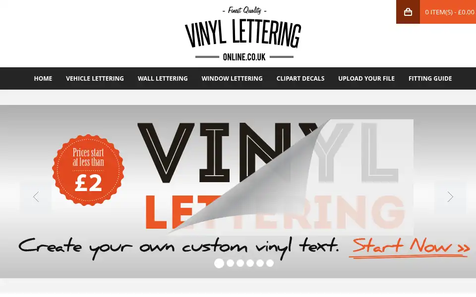 Screenshot of vinylletteringonline.co.uk