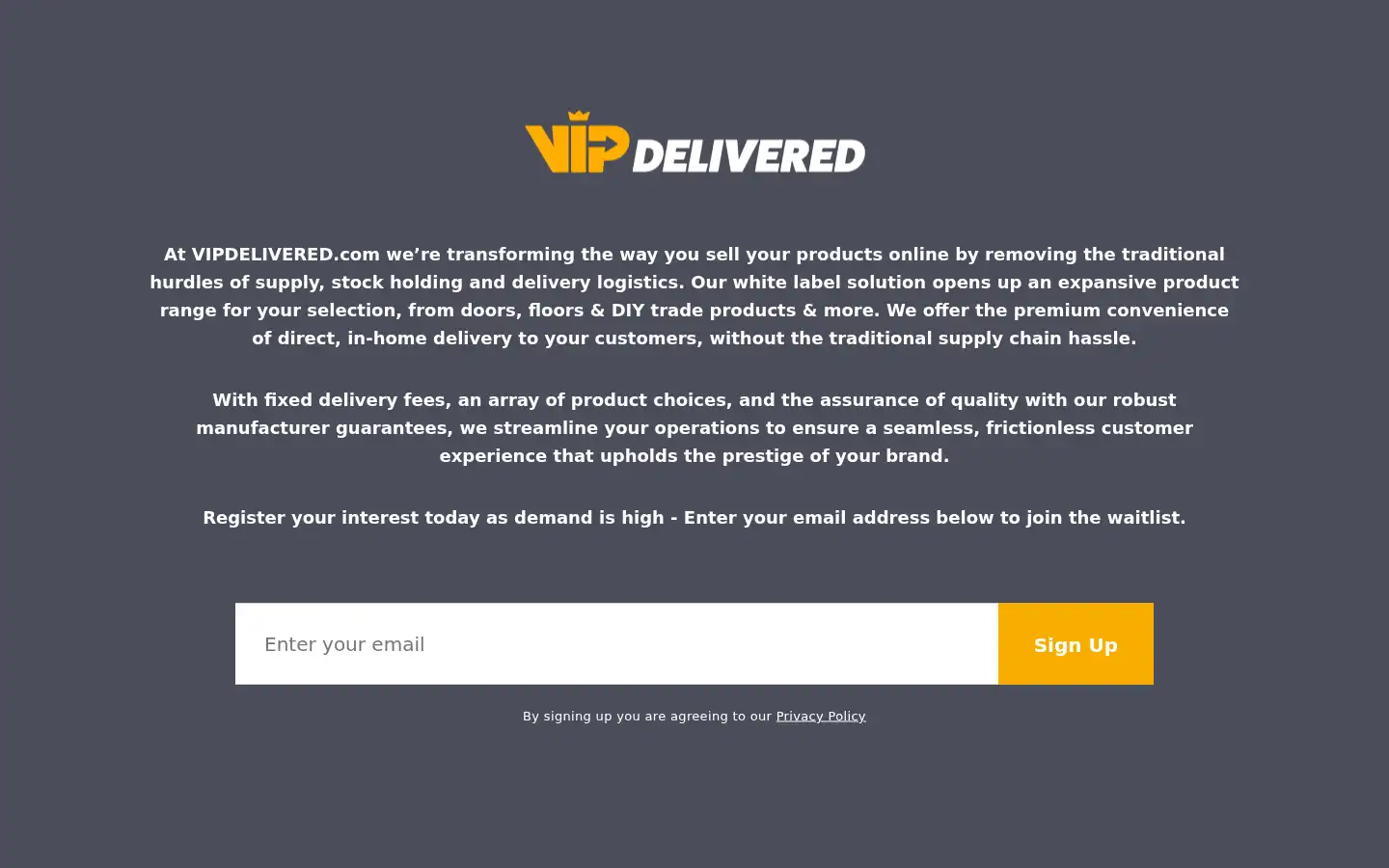 Screenshot of vipdelivered.com