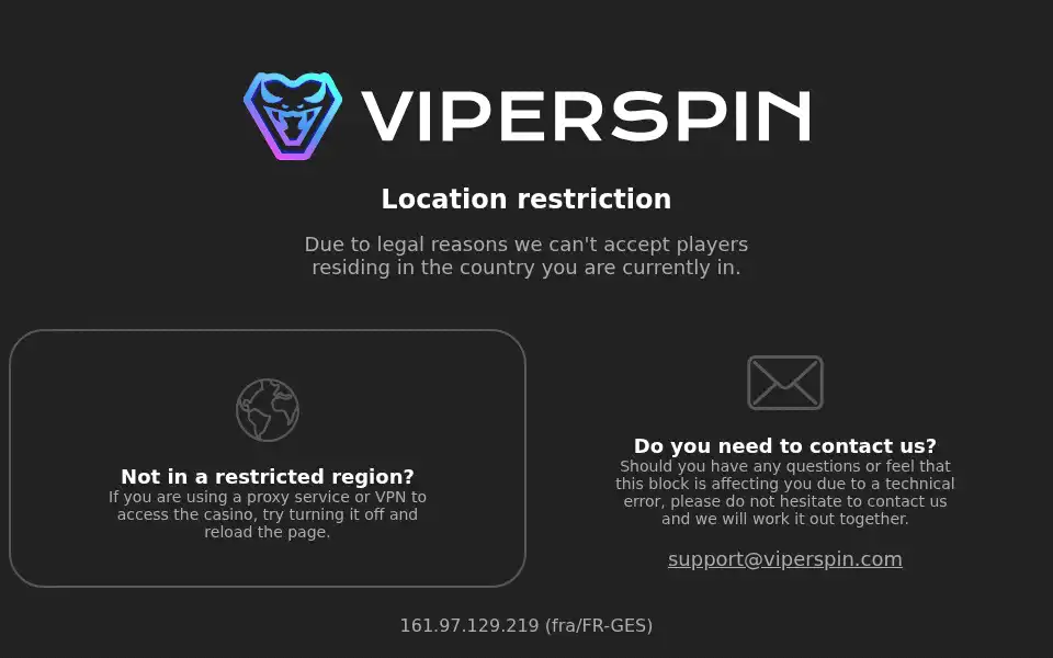 Screenshot of viperspin.com