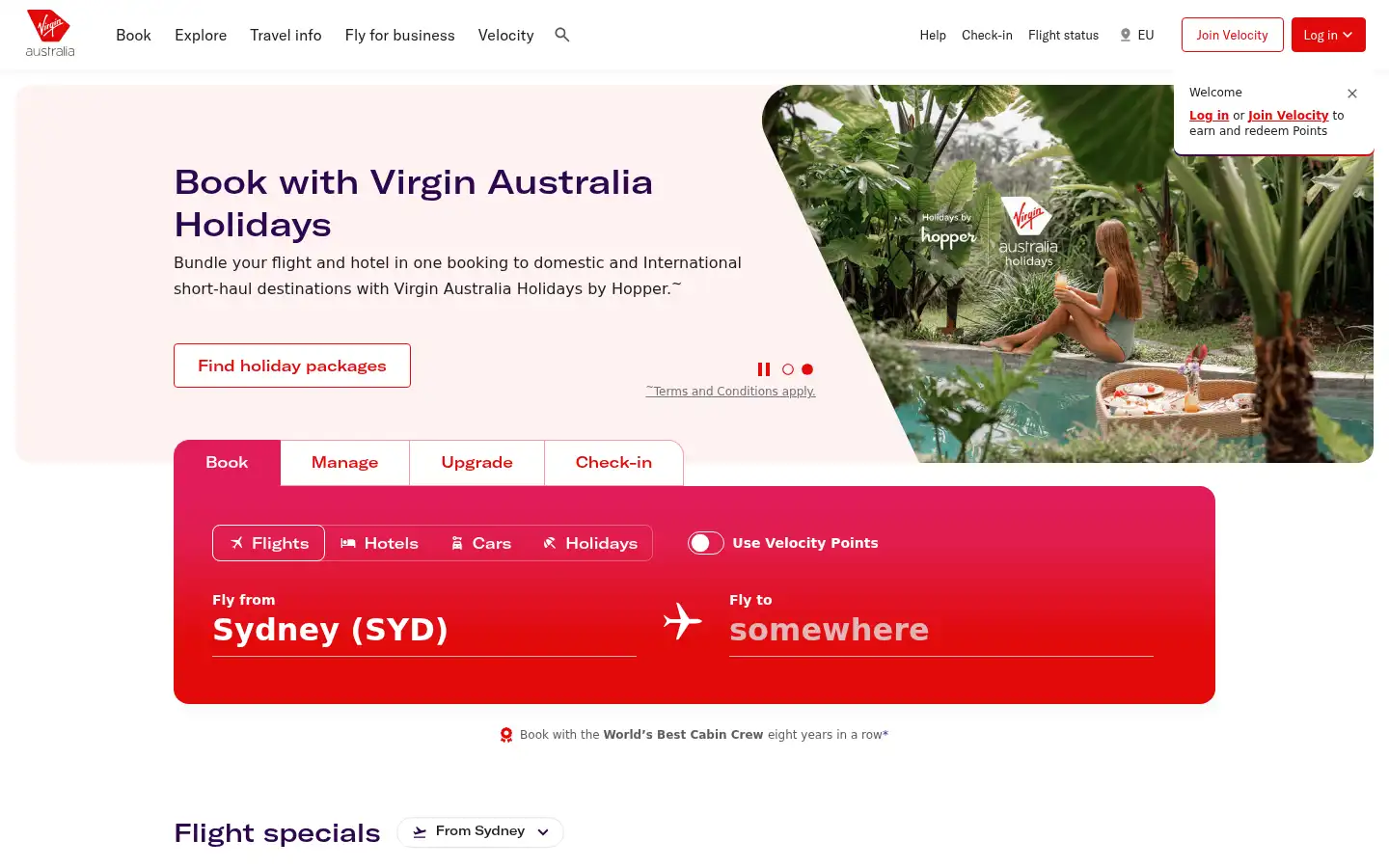 Screenshot of virginaustralia.com
