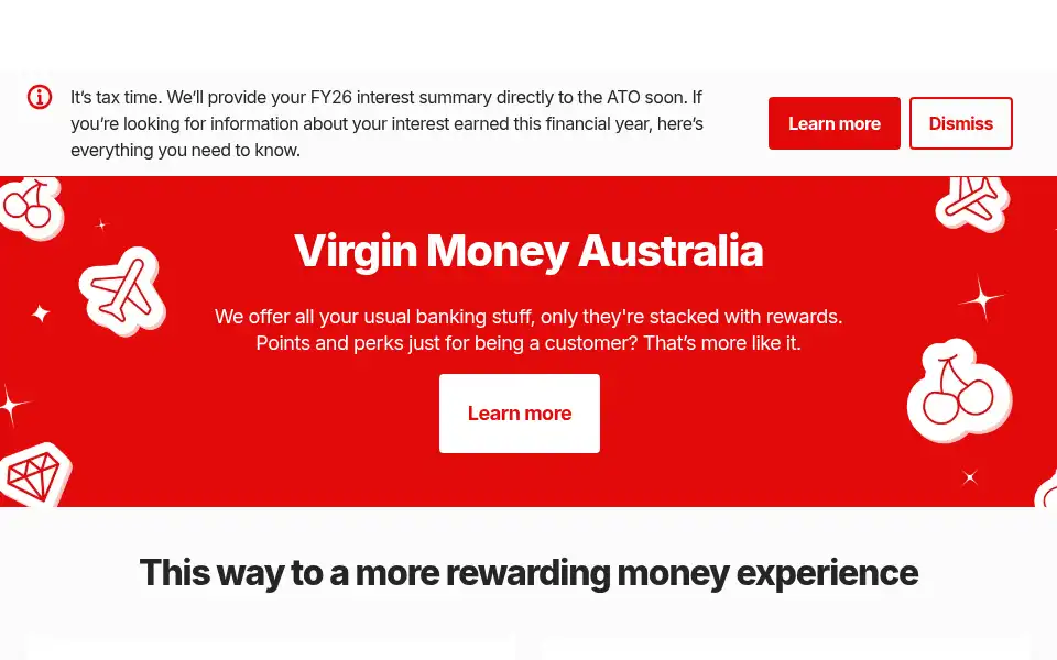 Screenshot of virginmoney.com.au