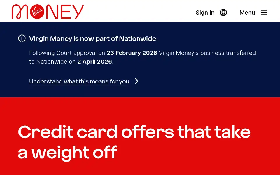 Screenshot of virginmoneygiving.com