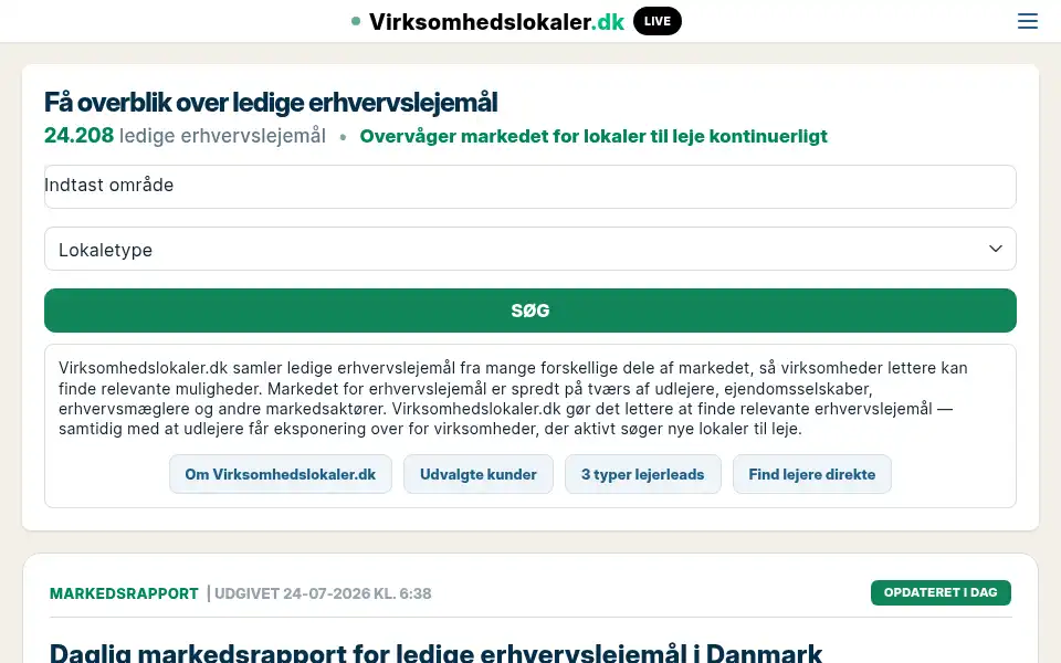 Screenshot of virksomhedslokaler.dk