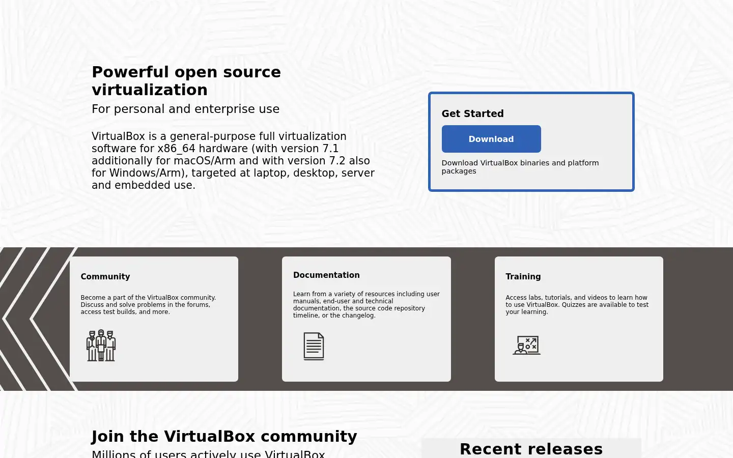 Screenshot of virtualbox.org