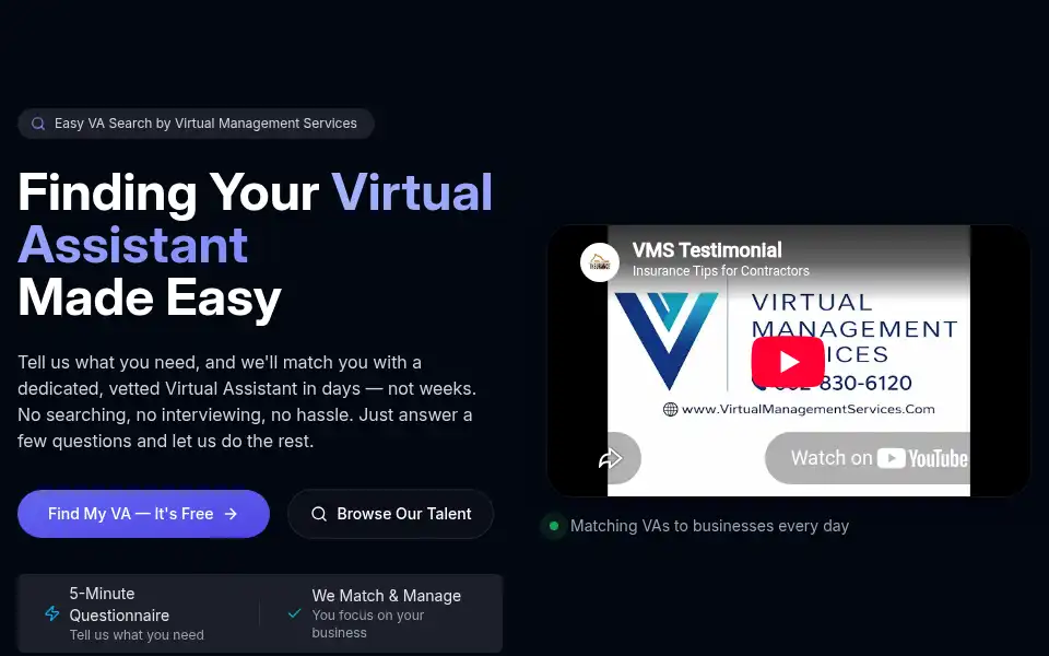 Screenshot of virtualmanagementservices.com