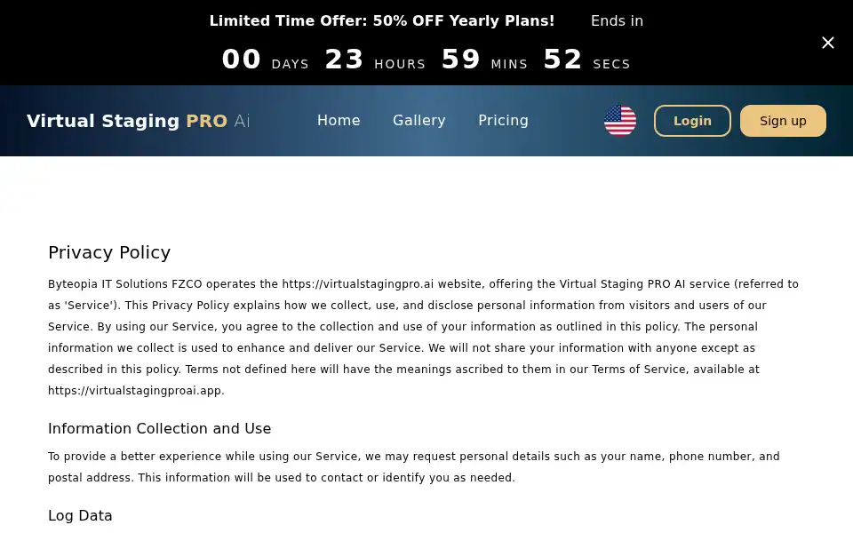 Screenshot of virtualstagingpro.ai