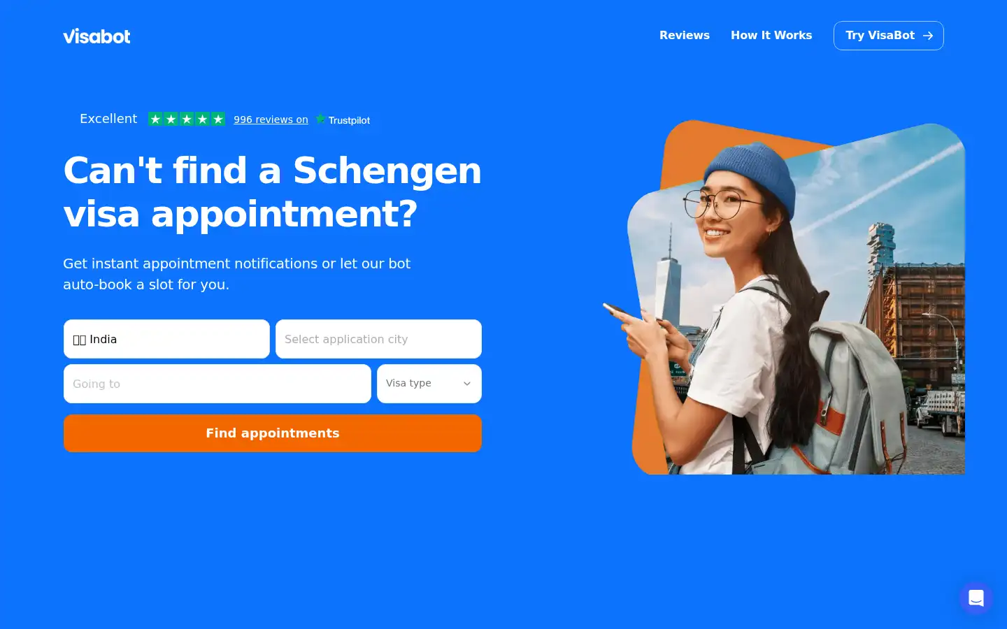 Screenshot of visabot.eu