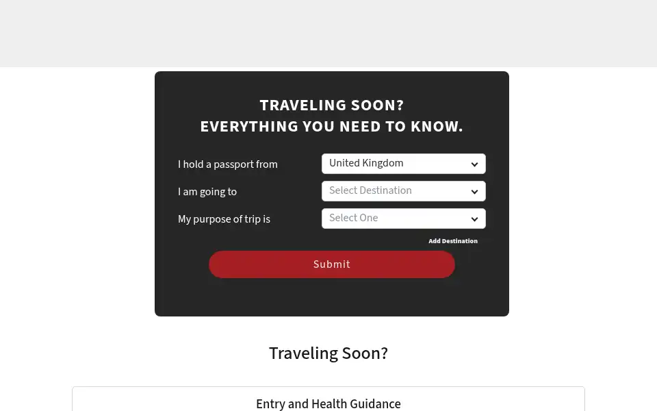 Screenshot of visacentral.co.uk