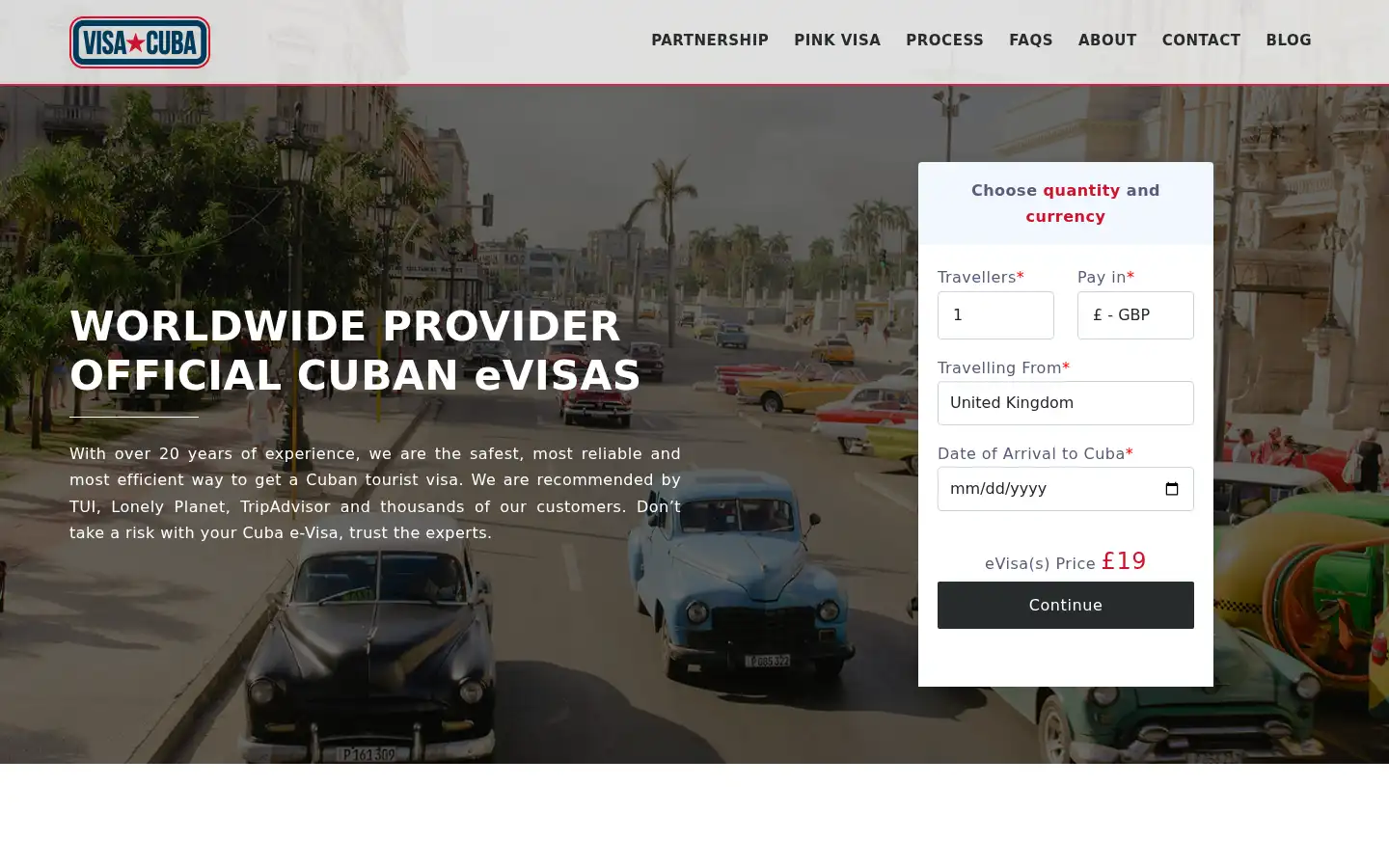 Screenshot of visacuba.com