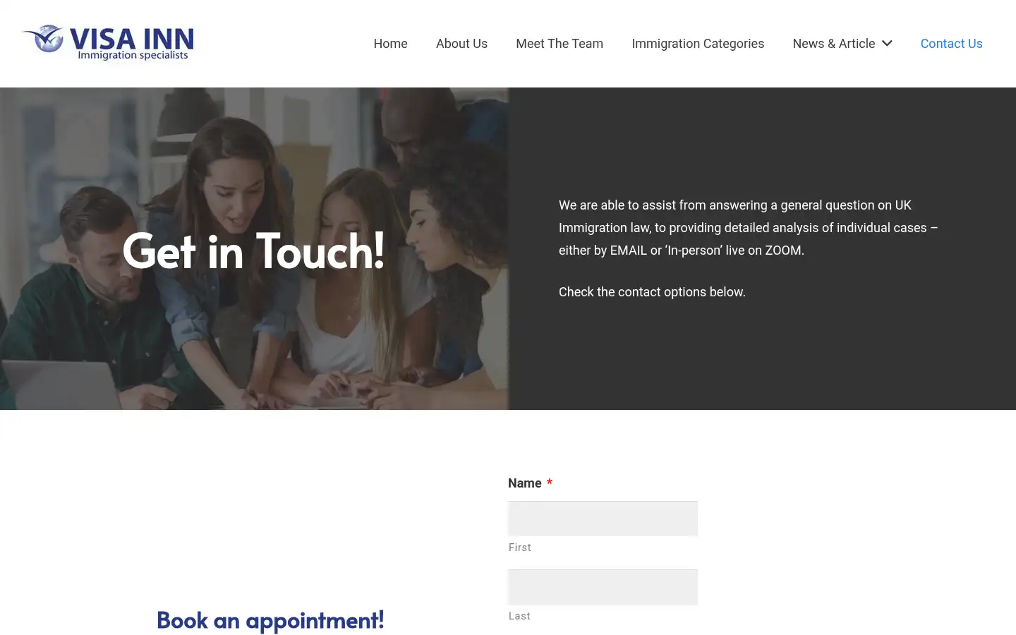 Screenshot of visainn.co.uk