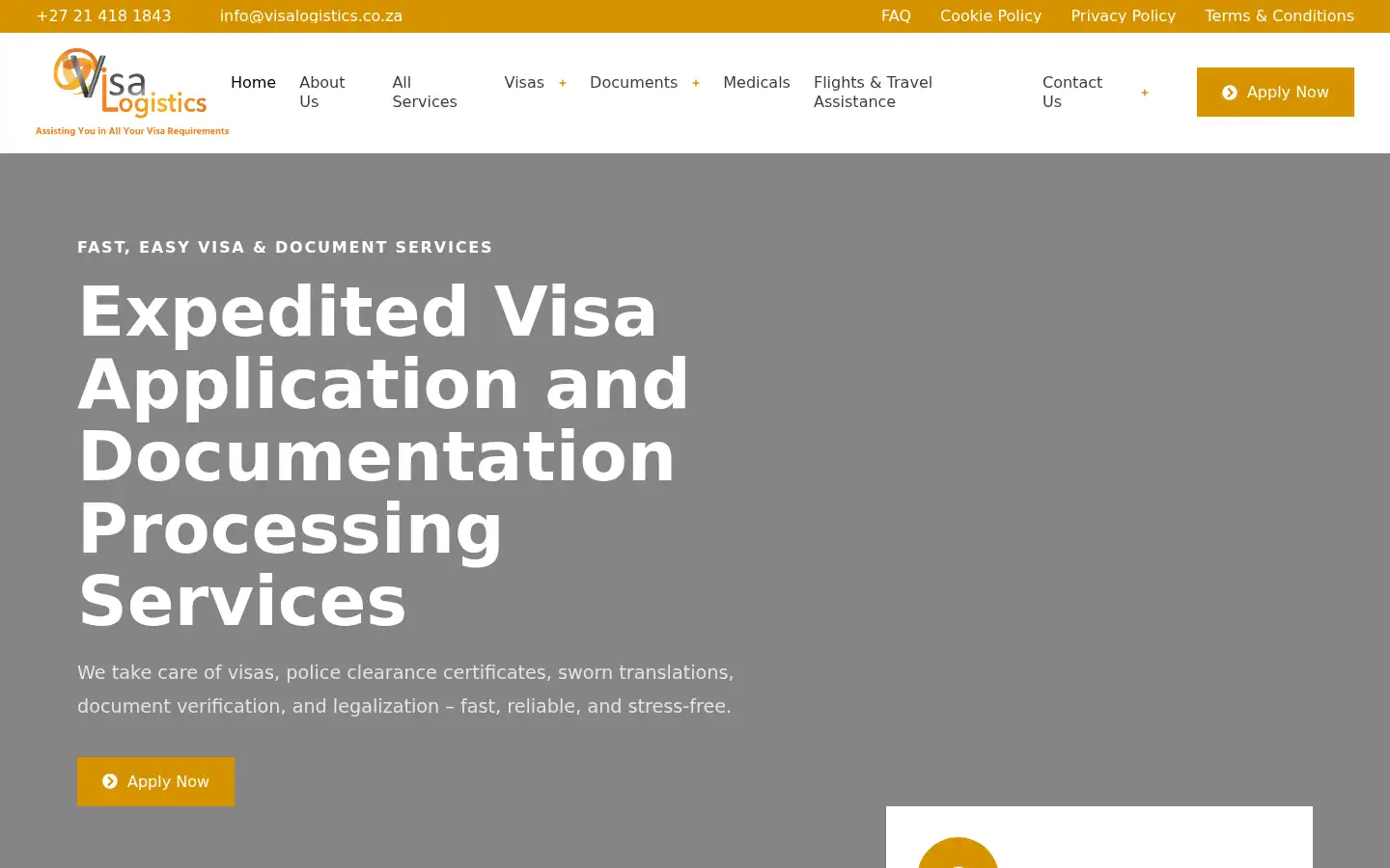 Screenshot of visalogistics.co.za