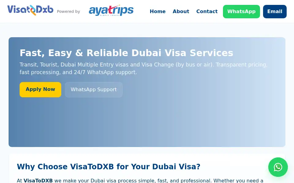 Screenshot of visatodxb.com