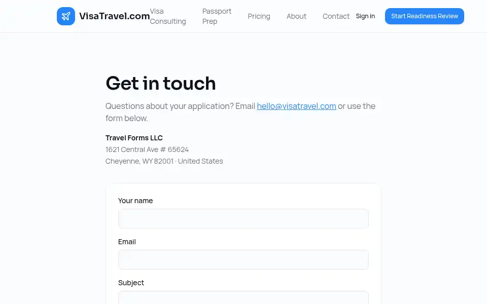Screenshot of visatravel.com