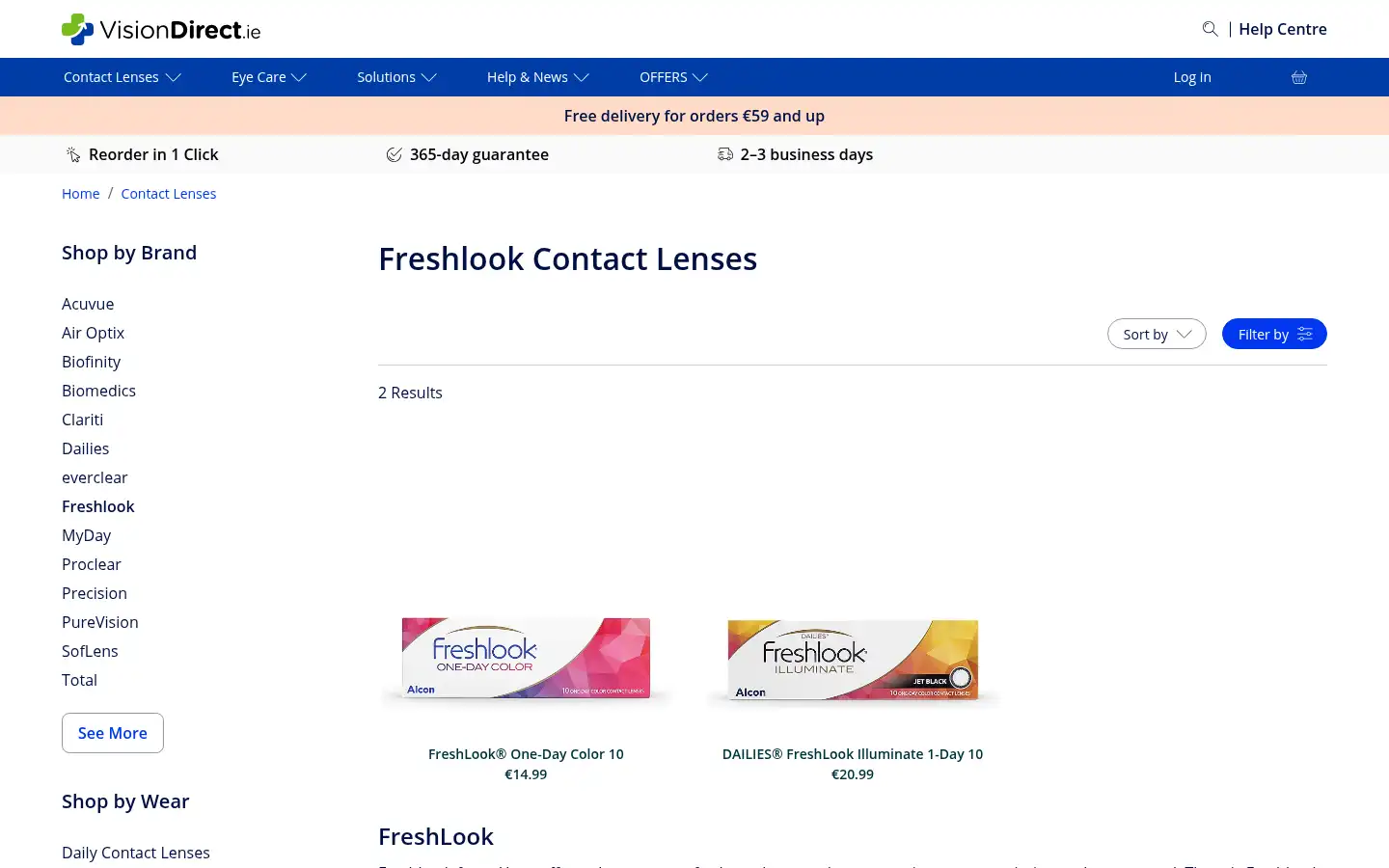 Screenshot of visiondirect.ie