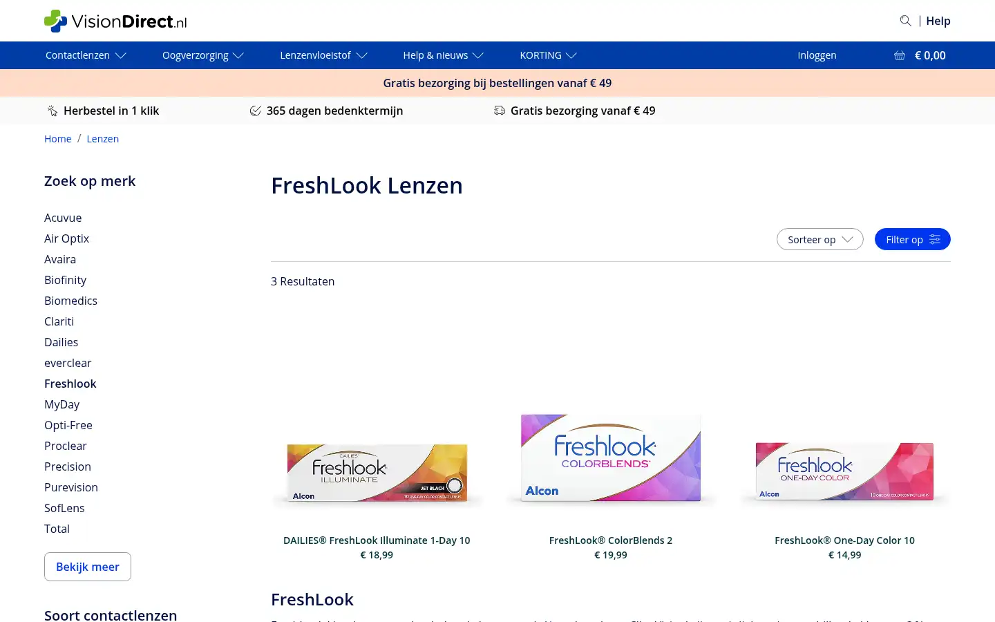 Screenshot of visiondirect.nl
