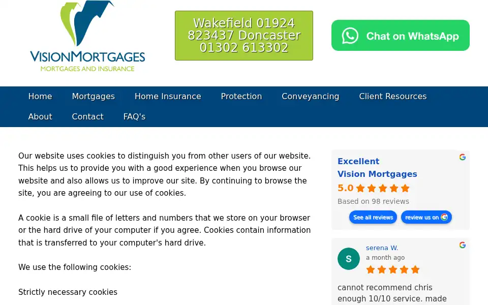 Screenshot of visionmortgage.co.uk