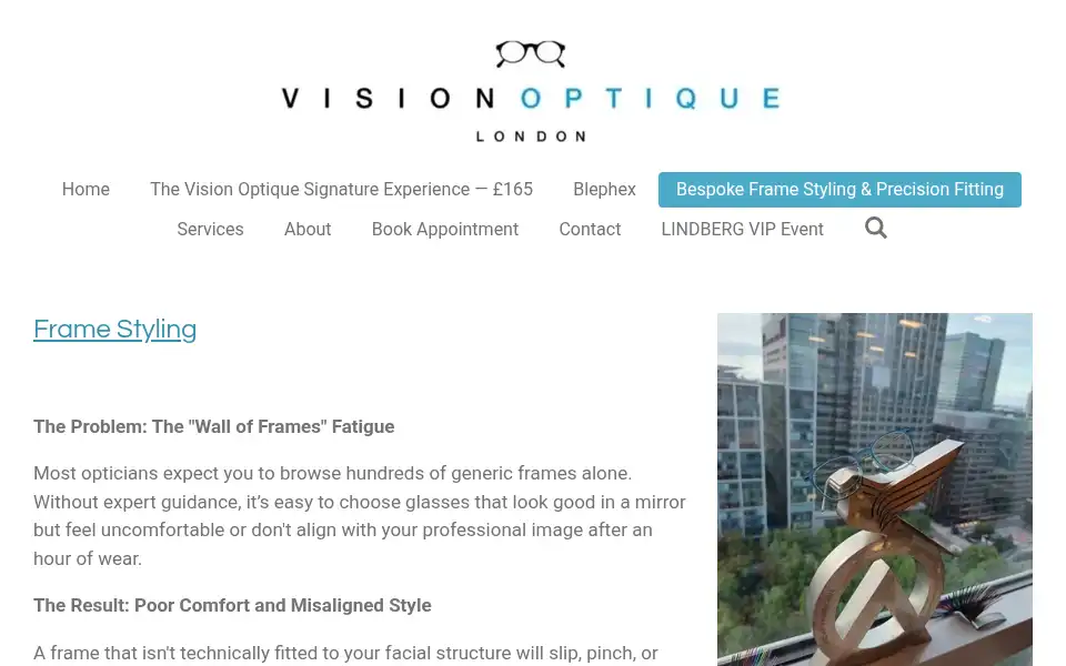Screenshot of visionoptiquelondon.co.uk