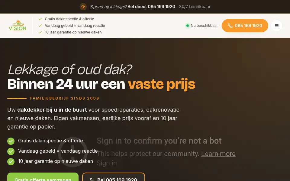 Screenshot of visiontotaalbouw.nl