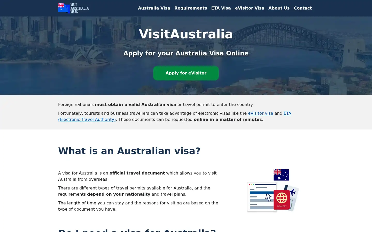 Screenshot of visitaustraliavisas.com