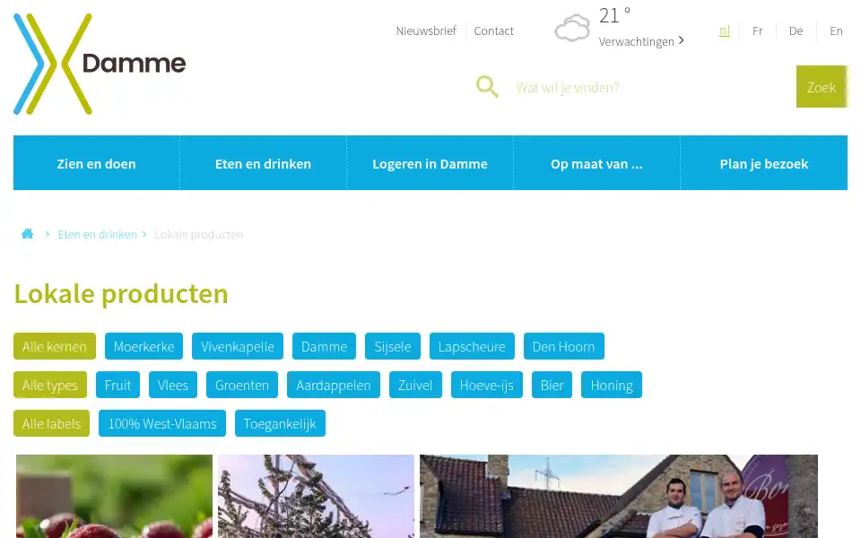 Screenshot of visitdamme.be