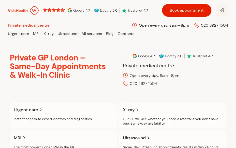 Screenshot of visithealth.co.uk