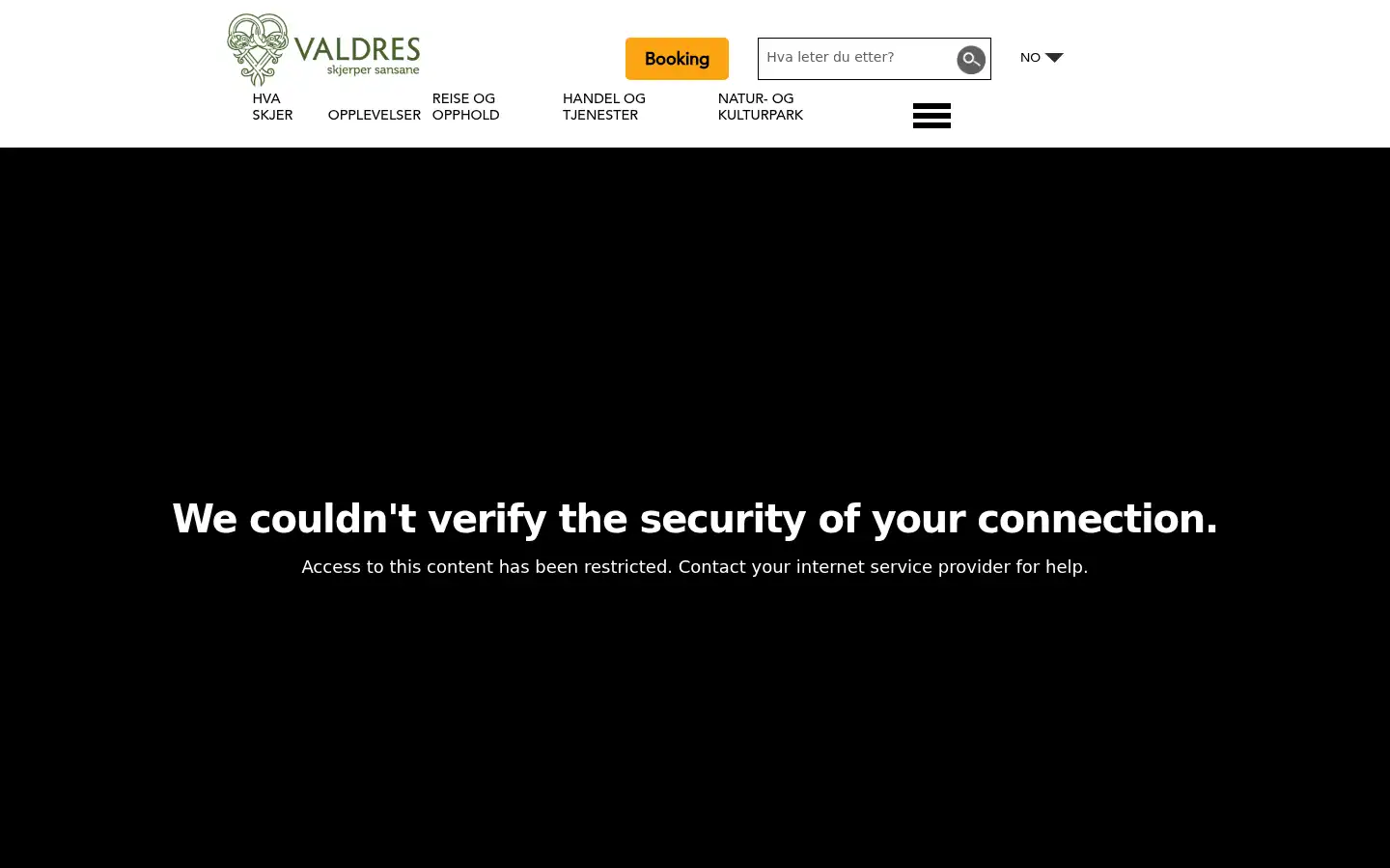 Screenshot of visitvaldres.no