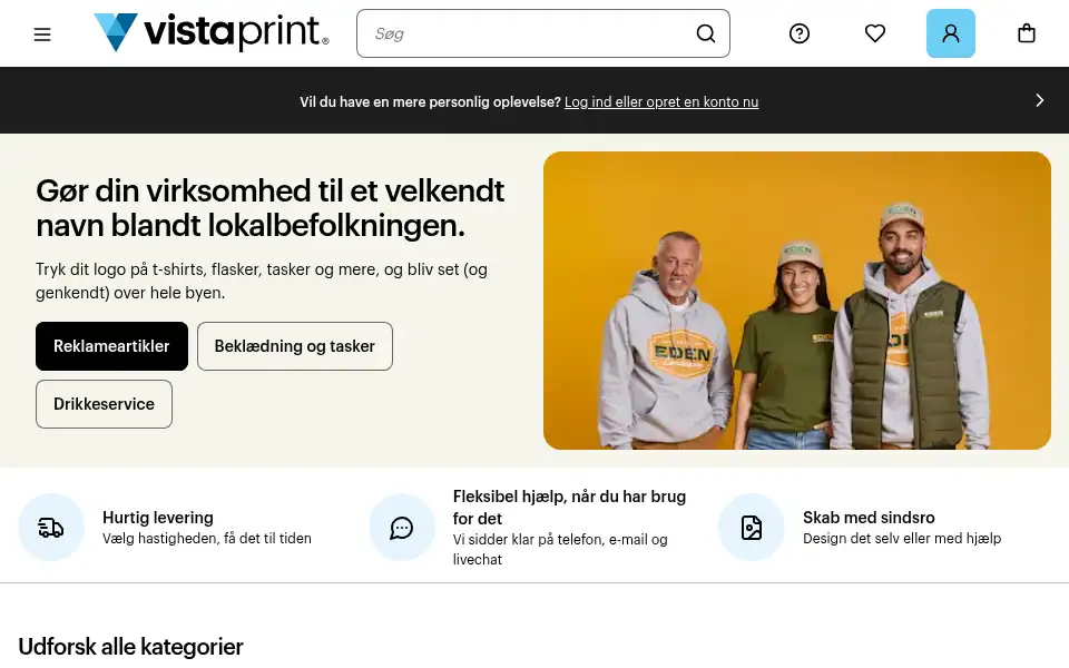 Screenshot of vistaprint.dk