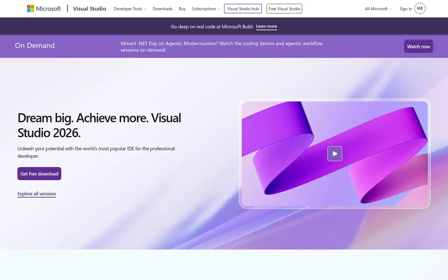 Screenshot of visualstudio.com