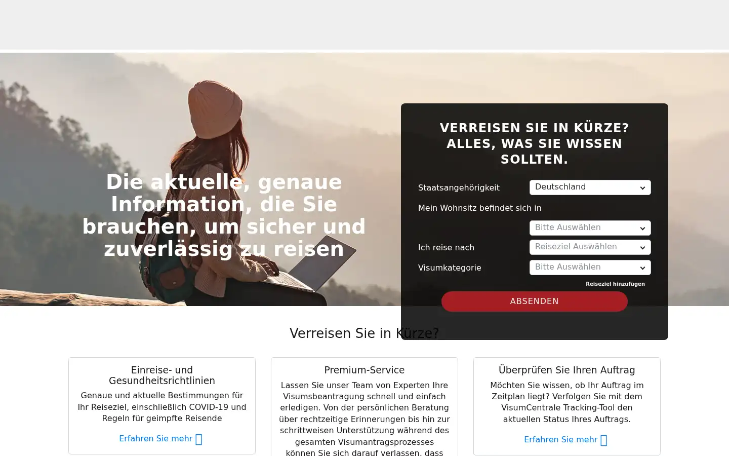 Screenshot of visumcentrale.de