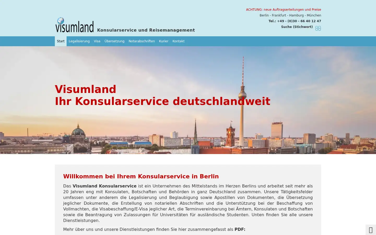 Screenshot of visumland.de