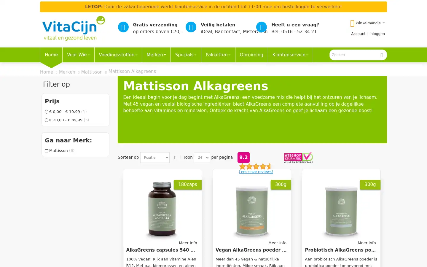 Screenshot of vitacijn.nl
