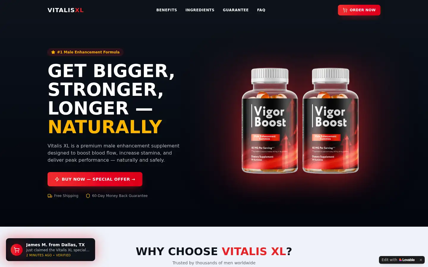Screenshot of vitalis-xl-male-enhancement.lovable.app