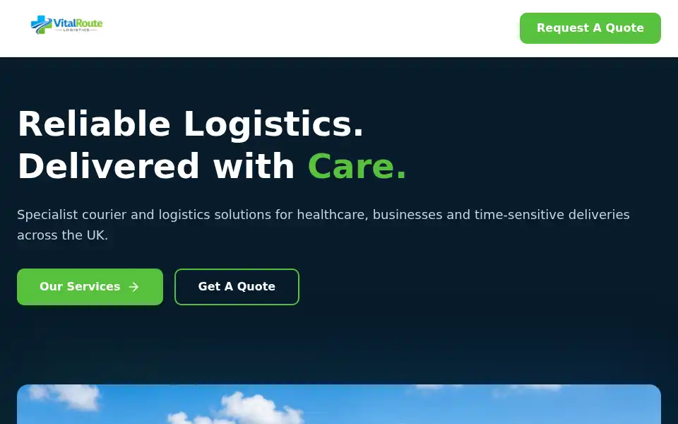 Screenshot of vitalroutelogistics.co.uk