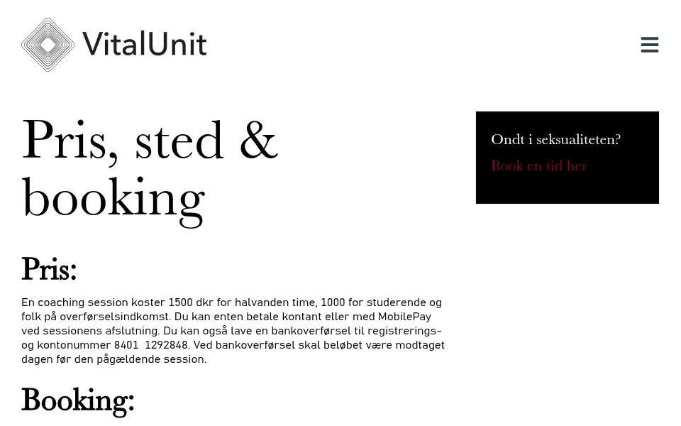 Screenshot of vitalunit.dk