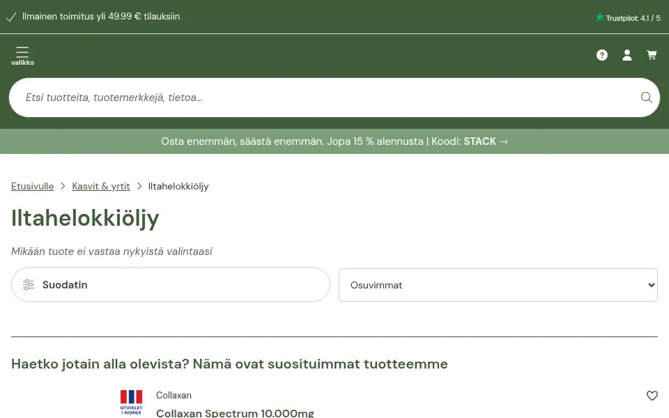 Screenshot of vitaminexpress.fi