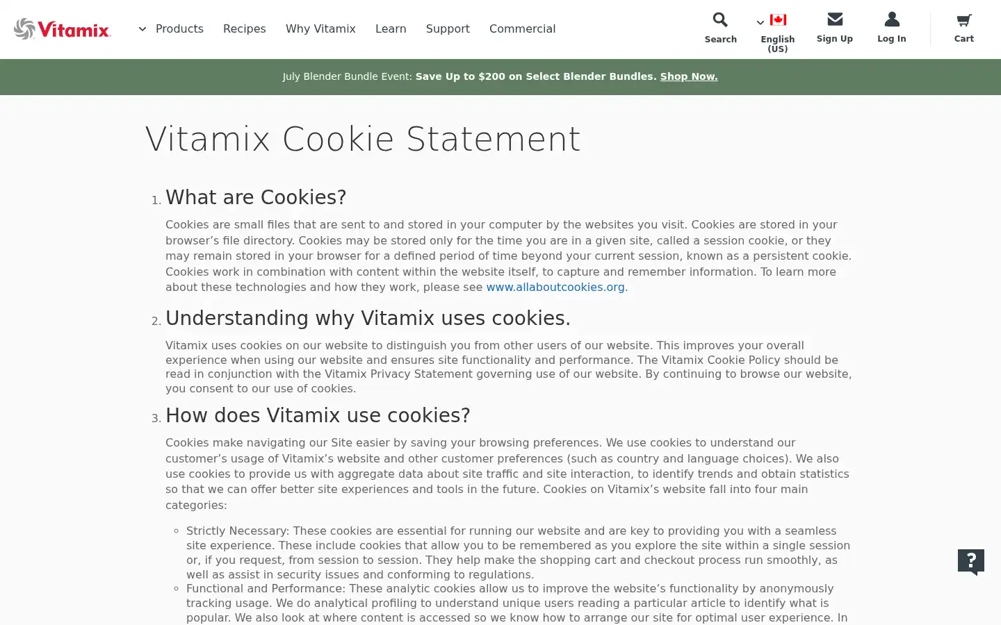 Screenshot of vitamix.com