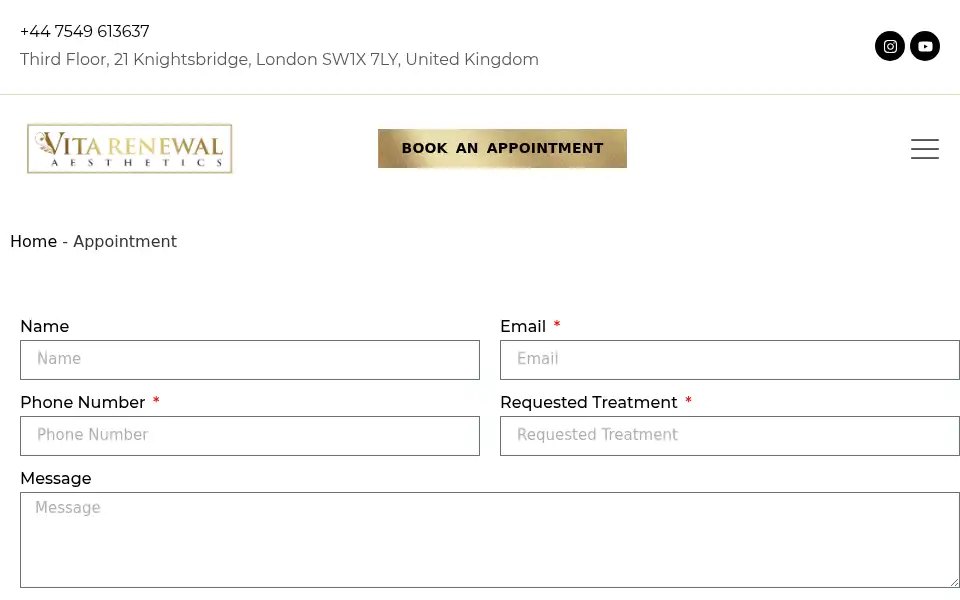 Screenshot of vitarenewalaesthetics.co.uk