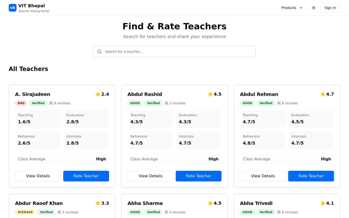 Screenshot of vitbpl-rate-teacher.vercel.app