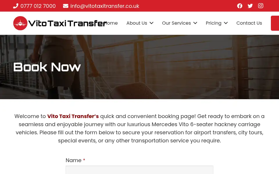 Screenshot of vitotaxitransfer.co.uk