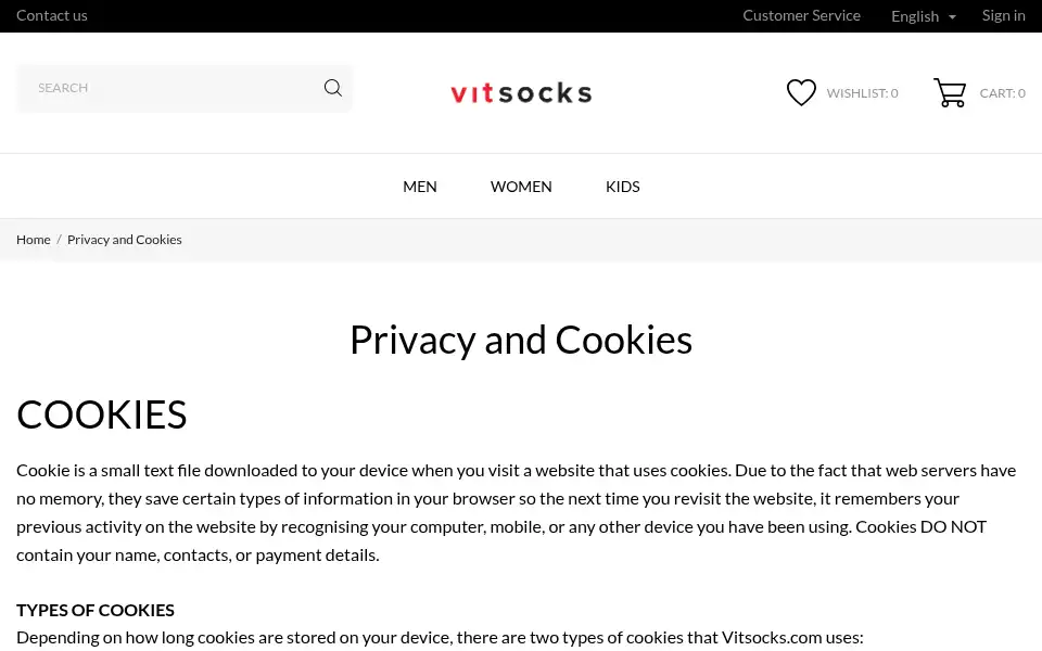 Screenshot of vitsocks.com