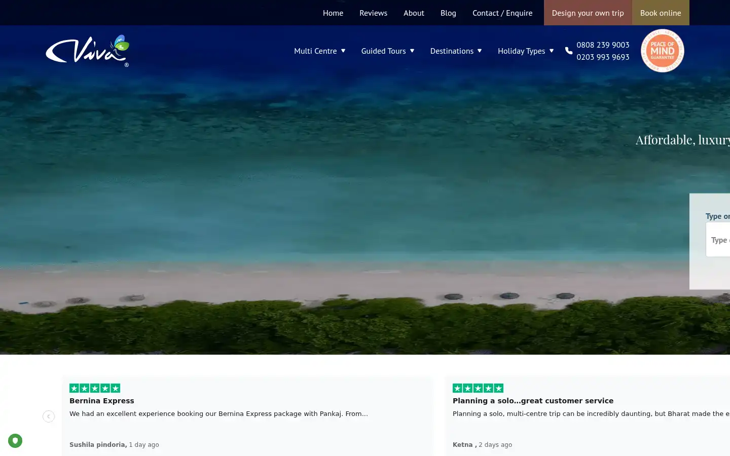 Screenshot of viva-holidays.co.uk