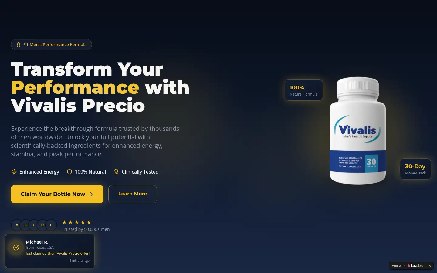 Screenshot of vivalis-precio.lovable.app