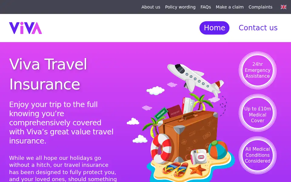 Screenshot of vivatravelinsurance.com