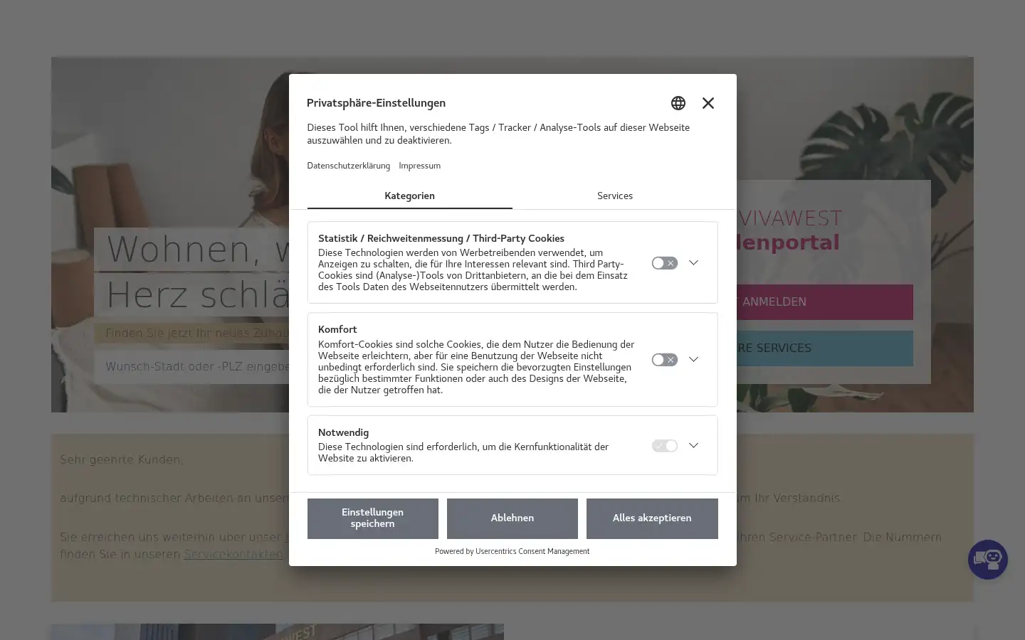 Screenshot of vivawest.de