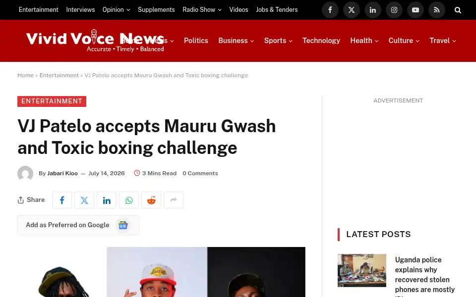 Screenshot of vividvoicenews.com
