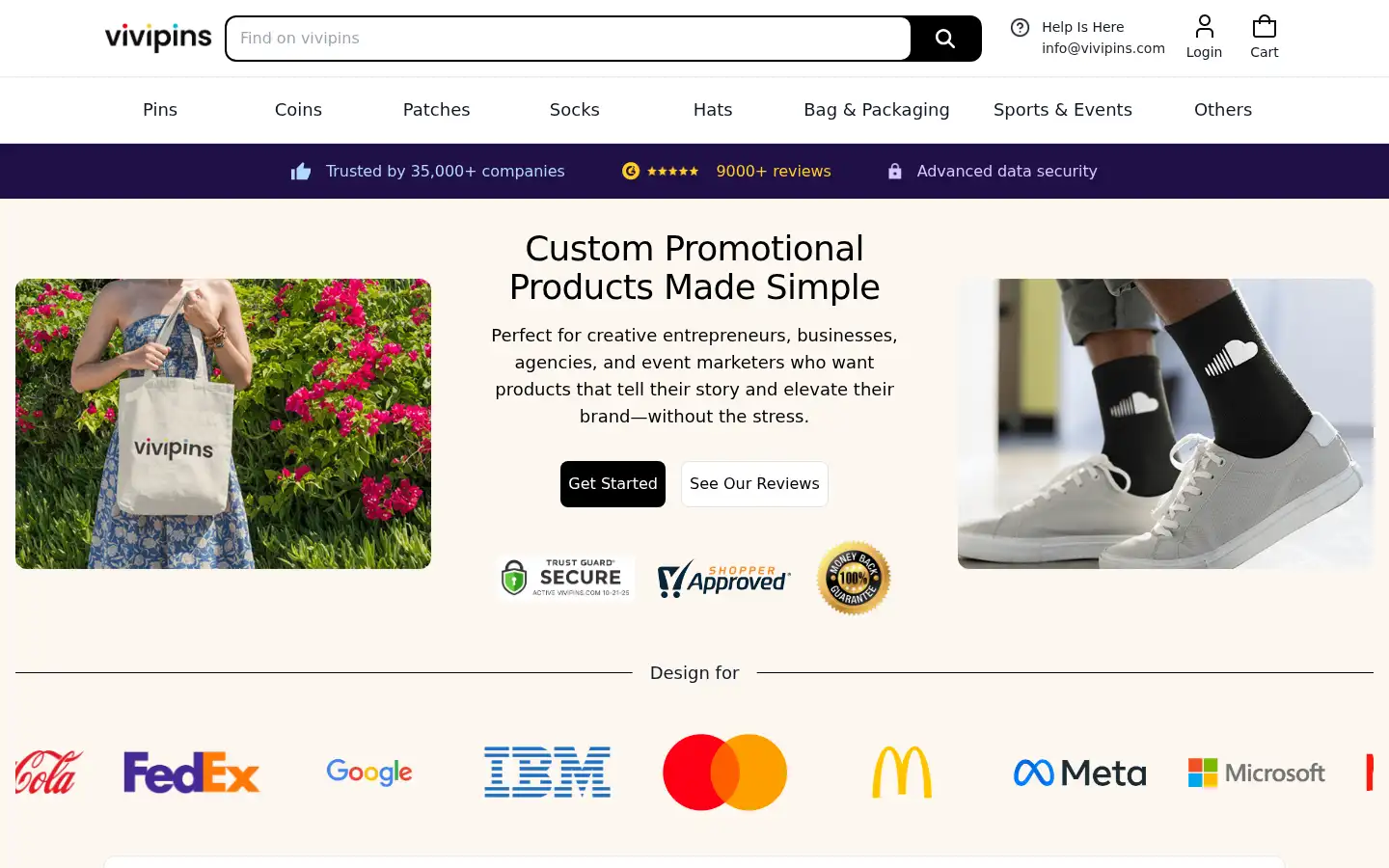 Screenshot of vivipins.com