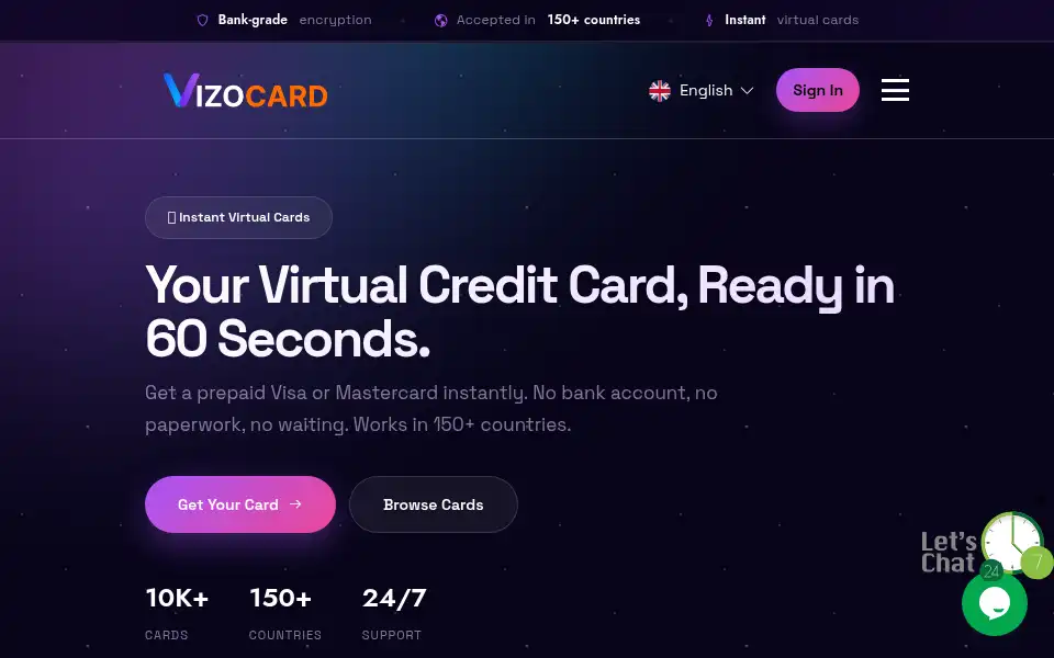 Screenshot of vizocard.com